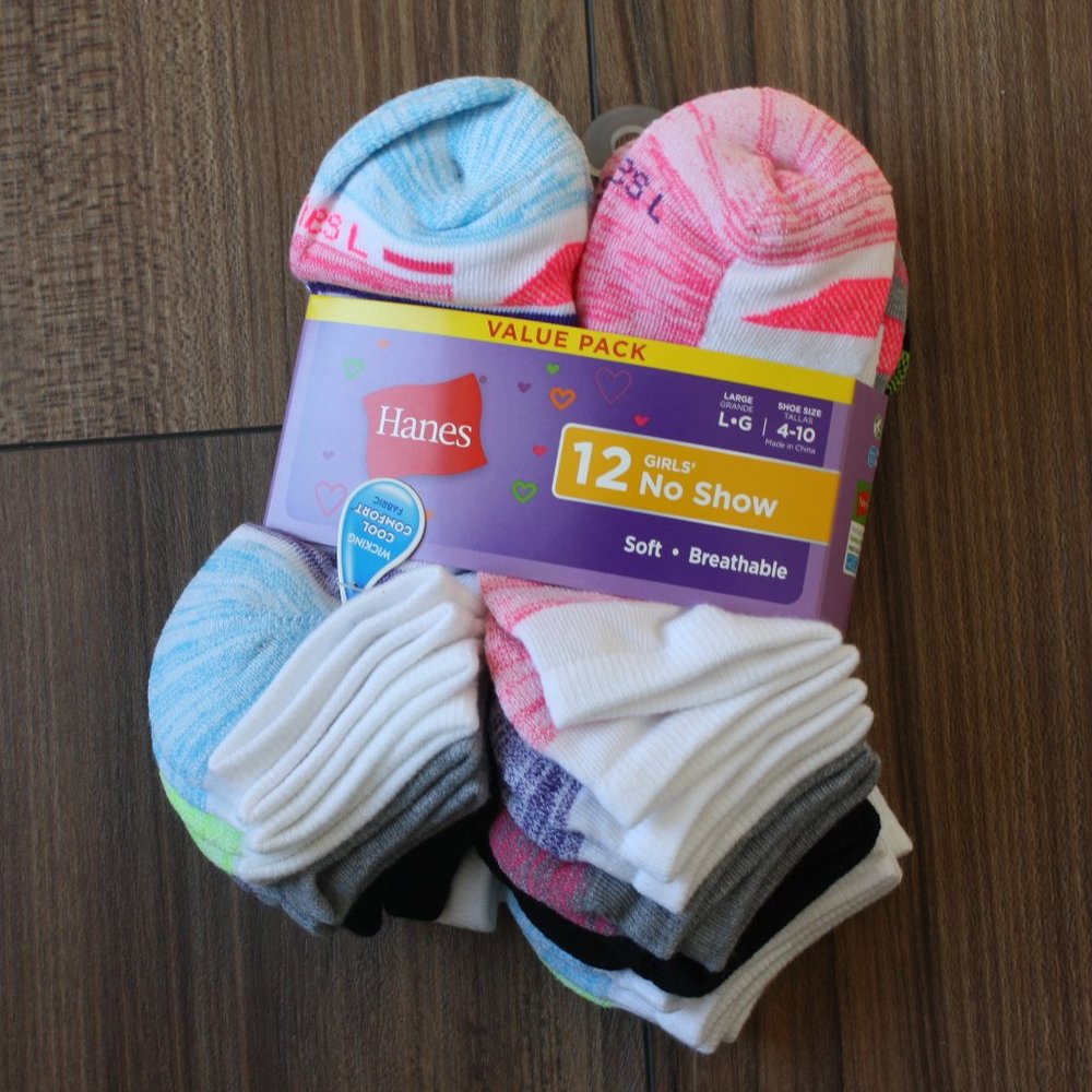 Hanes Girls No Show Socks